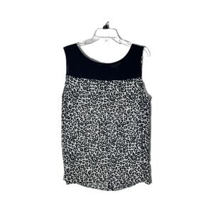 LOFT Monochrome Animal Print Sheer Sleeveless Blouse